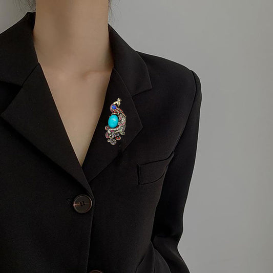 SYGA Brooch Pin Fashion Crystal Rhinestone Jewellery Pin Vintage Clothing Accessories Decoration Peacock design Elegant Retro Brooches For Women- S69