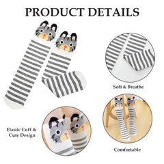 MOMISY 1 Pair of Baby Spring Winter And Autumn Combed Cotton Long Tube Knee-High Socks Suitable Age of 3 to 12 Years (StripeTiger, 3-12Y)