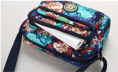 MOMISY Women Mobile Cellphone Messenger Bag Ladies Nylon Shoulder Cross Body Long Strap for College, Outing, Travelling, Work (Small, Big Flower), Multicolour