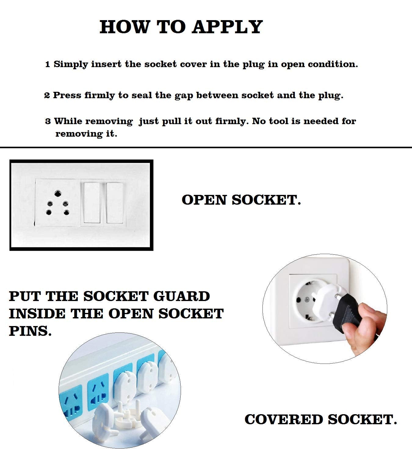 SYGA (12 Units) Electrical Socket Cover for Indian Plug Point for Baby Safety Proofing