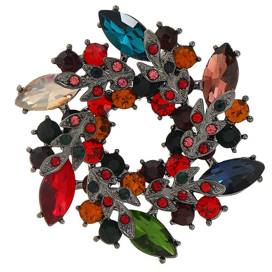 SYGA Brooch Pin Fashion Crystal Rhinestone Jewellery Pin Vintage Accessories Decoration Clothing Bouquet Brooches for Bridal Women Girl (MULTICOLOR-CIRCLE)
