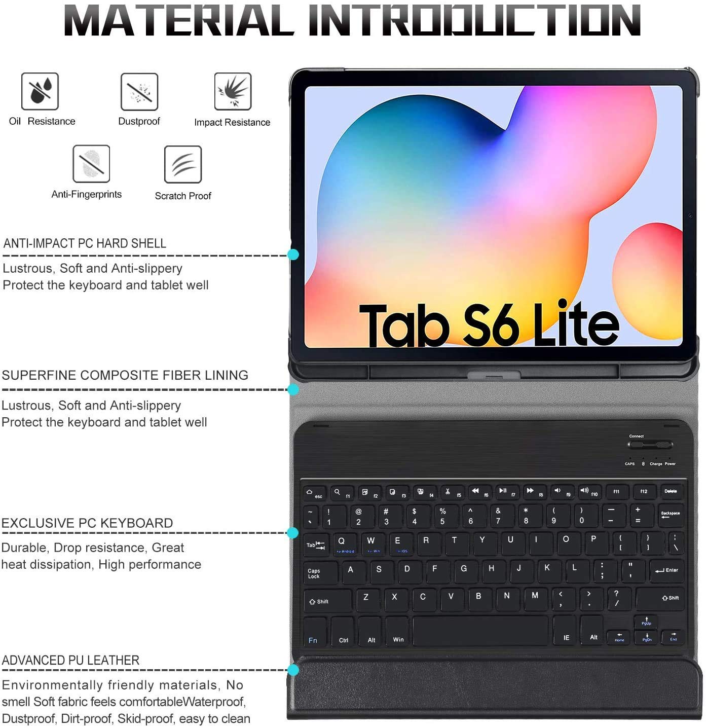 SYGA Keyboard Case for Samsung Galaxy Tab S6 Lite 10.4'' 2020 Model SM-P610 (Wi-Fi) SM-P615 (LTE) Detachable Wireless Bluetooth Keyboard_Pink