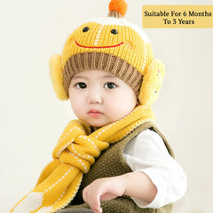 SYGA Baby Girls Boys Cute Cap Hats and Scarf Set, 6 Months to 3 Years Knit Warm Baby Winter Cap Hat Beanie Cap Hat_Brown, Circumference:46-50 cm
