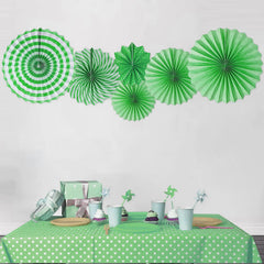 SYGA 6 Pieces of Paper Flower Fan Decoration Background Wall DIY Paper Fan Flower Ball Set(Green)