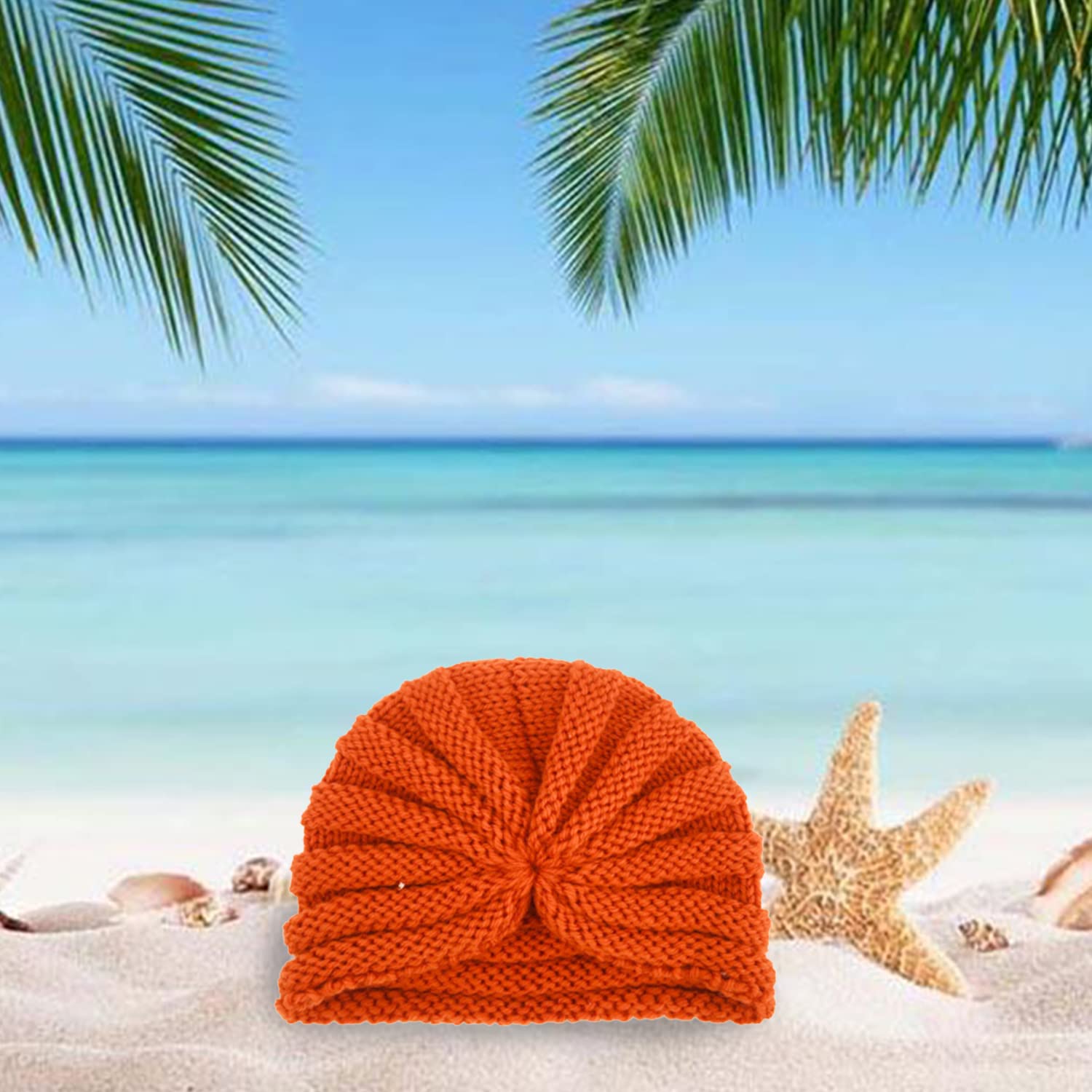 SYGA Baby Turban Cap Unisex Winter Woolen Warm Hat Bowknot Knitted Infant Toddler Cap 0-3 Years Beige