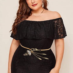 SYGA Women Metal Chain Angle Wings Buckle Stretchy Skinny Belt, Gold(Fits Waist Size 26-36)