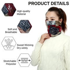 MOMISY Women Unisex Winter Beanie Hat & Neck Warmer | Knitted Multifunctional Scarf Cap with Letter Print | Warm Pullover Hat (in, Alpha, Free Size, LoveMaroon)