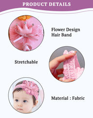 SYGA 3 Pcs Baby Girl Headband Soft Flower Bow Strechable Hairband Suitable For Newborns, Infants, Toddlers and Kids 0-3 Years(Color - 11)