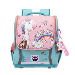 SYGA Children's Unicorn Print Schoolbag, Waterproof Oxford Cloth Backpack, Suitable for Ages 3-7 Years (Watermelon Red)