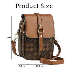 MOMISY Women’s Mini Crossbody Sling Bag | PVC Leather Mobile Phone Shoulder Bag with Magnetic Buckle & Adjustable Strap – Brown