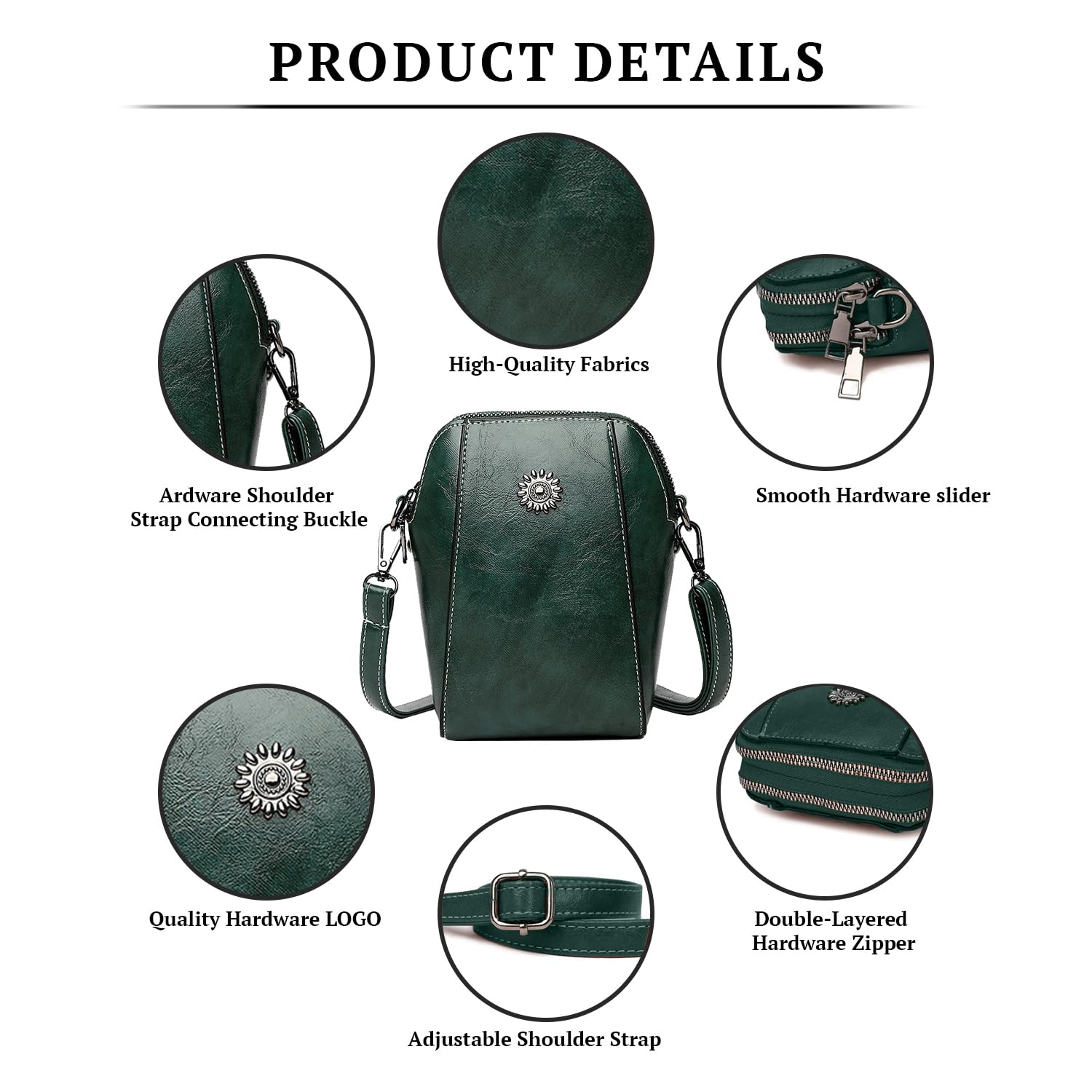 SYGA Women's Soft Leather Crossbody Mini Small Bag Fashion Vertical Style Small Mobile Phone Bag(Dark Green)