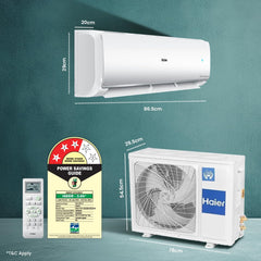 Haier 1.5 Ton 3 Star Twin Inverter Split AC (Copper, 7 in 1 Convertible, Frost Self Clean, HD Filter, Cools at 54Â°C, Long Air Throw - HSU17VP-TQS3BN-INV, White)