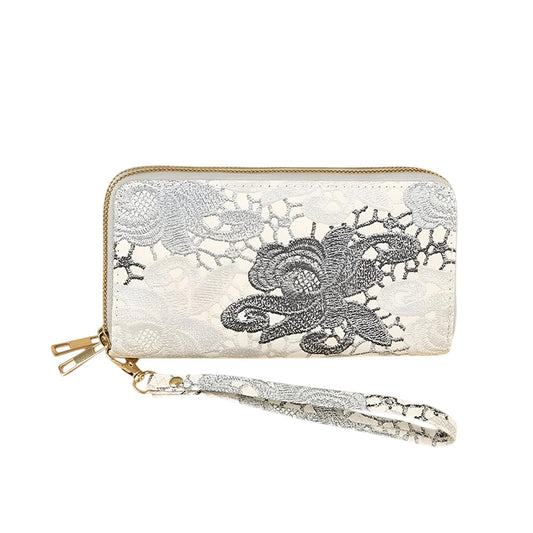 SYGA Women's  Zip-Around  Wallet with Flower Pattern, Card and Coin Holder