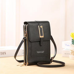 MOMISY Mobile Bag Cellphone Sling Card Holder Wallet Handbag, Transparent Screen, Crossbody Multi-function Shoulder Bag for Girls-Belt (Black)