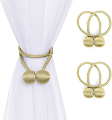 Syga 2Pcs Curtain Tiebacks 46cm Curtain Clip Rope Holdbacks Classy Decorative Pearl Holder Buckles for Home Hotel Window Draperies Rope Ties Office Living Bedroom Decoration- Pack of 2, Beige