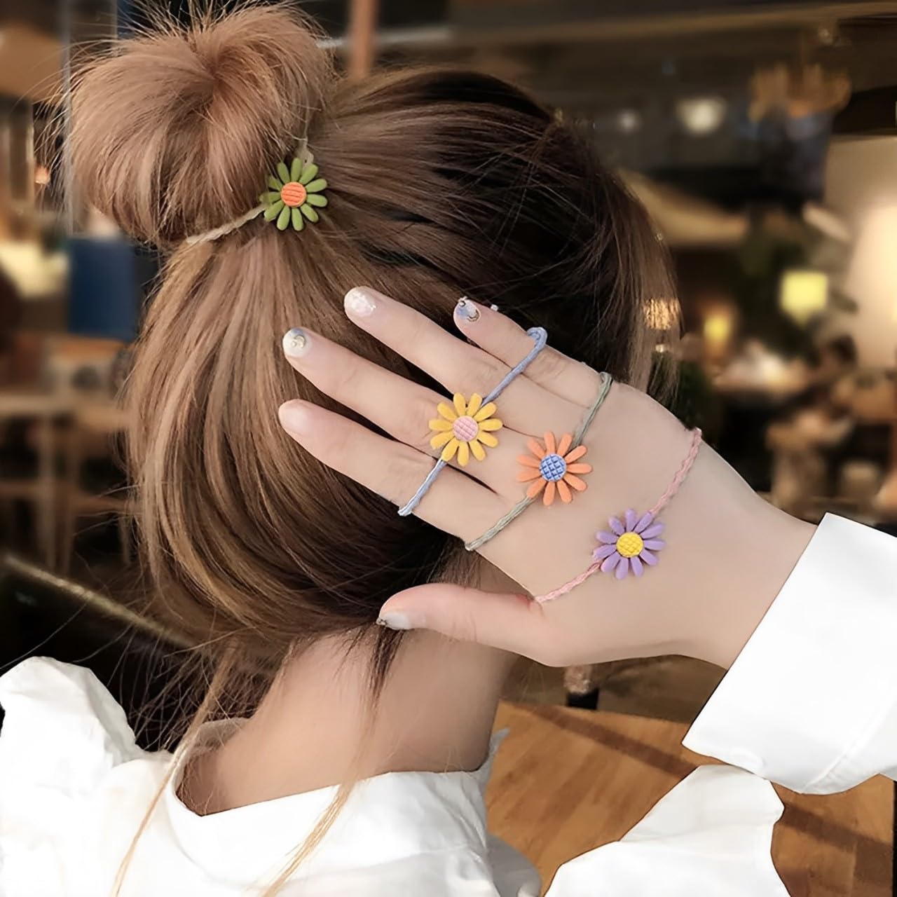 SYGA 10 Pcs Children Flower Fresh Elastic Hair Bands Infant Girl Baby Rubber Bands Gift Kids Thumb Hair Ring Hair Accessories (Eight Petal)