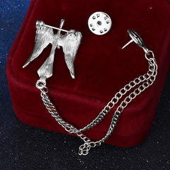 SYGA Men's & Women Suit Shirt Stud Lapel Pin Chain Tassel Brooch Pin with Angel design,Crystal Chain(Silver)