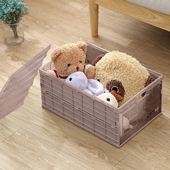 SYGA Large Carrat Storage Box Plastic Foldable Transparent Belt Cover Clothes Toy Book Snack Size Finishing Box(Khaki)