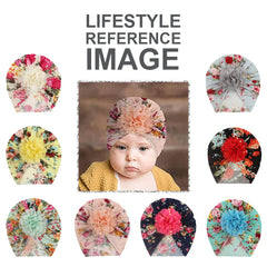 SYGA Baby Turban Hat, Toddler Beanie Cap Infant Hat 6 Month-4 Years Cotton Floral Baby Cap Headwear Unisex with Big Flower Soft Cute Hat