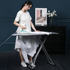 STANSY Foldable Ironing Board with Adjustable Height, Metal Frame, Grey, Padded Surface, Space-Saving Design (Small)