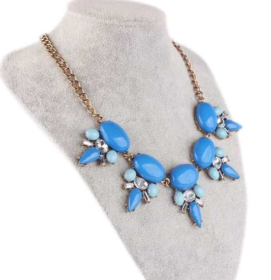 SYGA Noble Stone Necklace Chain Elegant Authentic Unique Design Neck Piece for Wedding, Party, Anniversary, Diwali, Celebration and a Perfect for Your Lady Love, Women and Girls-Turquoise Blue