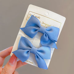 SYGA 2Pcs Baby Girl Hair Pin Bowknot Duckbill HairClips Children Girl Headdress Hairpin Hair Accessories (Blue)