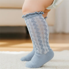 MOMISY 3 Pairs of Baby Spring Winter And Autumn Combed Cotton Long Tube Knee-High Socks (IN, Age, 0 Months, 12 Months, BluePinkPeach)
