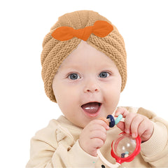 SYGA Baby Cap Unisex Turban Bow Cap Winter Knitted Hat streachable Ears Warm Wool Infant,Toddler 0-4 Years Beige