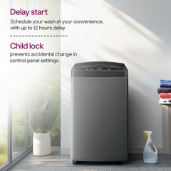 Godrej 7.5 Kg 5 Star Rollercoaster Wash Tech, Fills Tub At ~0 Water Pressure, Strong Wash Waves, Steel Drum Fully Automatic Top Load Washing Machine (WTEON ALP 75 5.0 FDTN GPGR, Graphite Grey)