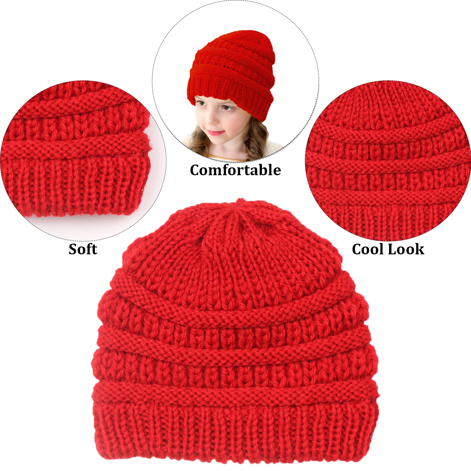 SYGA Winter Woolen Hat Knitted Warm Wool Hat for Girls and Boys (Beige) 6MONTH-5 Years