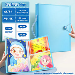 SYGA A3 Children's 90 Pages Diamond Painting Storage Book,Diamond Painting Portfolio Award Collection Album Painting Art Work Storage Bag Drawing Paper Folder(A3+A4* can hold 180 sheets Blue)