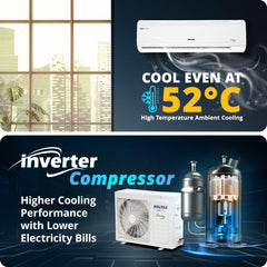 Voltas 185V Vectra CAR 1.5 ton 5 star inverter Split AC|4-IN-1 Adjustable mode|Energy Efficient|High ambient Cooling-cools even at 52Â°C|Anti dust filter with Anti-microbial coating|Copper Coil|White