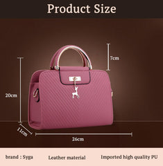 SYGA Women's Handbag Corrugated Fawn Pendant Cute Shoulder Bag Fashionable Style Crossbody Bag (Rubber Red)