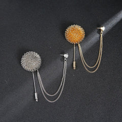 SYGA Men's & Women Suit Shirt Stud Lapel Pin Chain Tassel Brooch Pin with Crystal Chain(Golden bouquet)