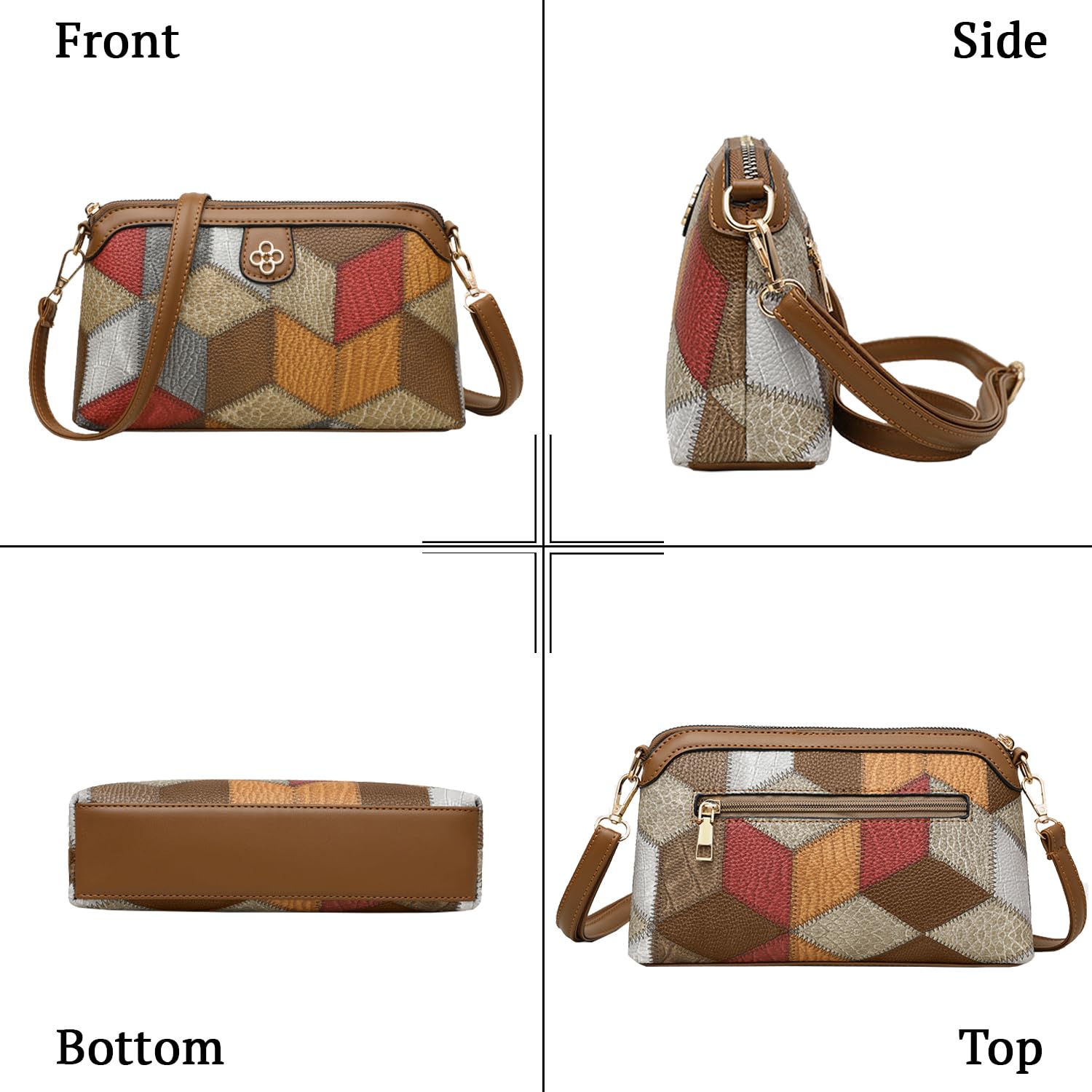SYGA Women's Bohemian Crossbody Bag Niche Ethnic Design Women's Bag Shoulder Bag Crossbody Coin Mobile Phone Bag(Gray Brown)