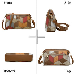 SYGA Women's Bohemian Crossbody Bag Niche Ethnic Design Women's Bag Shoulder Bag Crossbody Coin Mobile Phone Bag(Gray Brown)