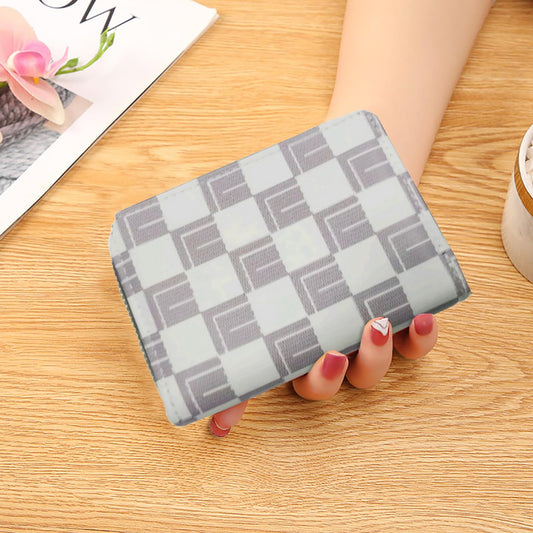 SYGA Women's Fashion Wallet, Double Zipper with Card Slots and Coin Pouch(Gridding White)