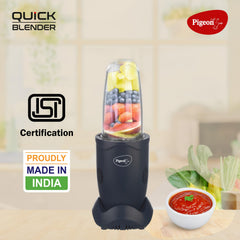 Pigeon By Stovekraft Quick Blend | Grinder Juicer Blender Smoothie Maker All-in-1 Machine | 400 Watt | 3 Jars 500ml,Dry Grind 300ml,1 Sipper, 1 Strainer lid, 2 Cap |2 Blades|1 Year Warranty
