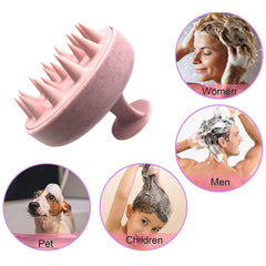 MOMISY Scalp Massager Shampoo Brush, Eco-Friendly Wheat Straw Body With Soft Silicon Bristles, Hair Scalp Scrubber, Scalp Exfoliator | Dandruff Removal, Prevents Hair Loss For Men, Women (Pink)