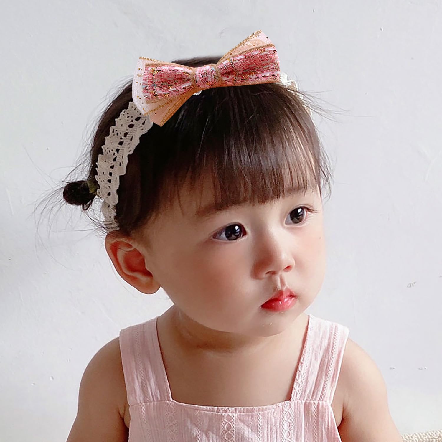 SYGA 3 Pcs Baby Girl Headband Soft Flower Bow Strechable Hairband Suitable For Newborns, Infants, Toddlers and Kids 0-3 Years(Gradient Flower Bow)