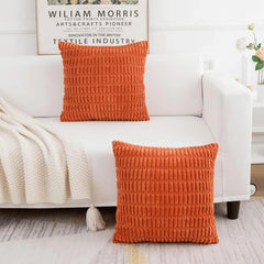 MOMISY Corduroy Cushion Throw Pillow Covers Pink 45 x 45cm, 18x18 inch (5, Orange)