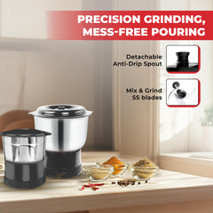 Maharaja Whiteline Odacio Pro Juicer Mixer Grinder With 3 Versatile Jars || 500 Watt || Food Grade Safe || 2 Year Warranty || Black and White