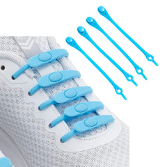 MOMISY Elastic Shoelaces Stretchy Silicone Elastic Special No Tie Shoe Laces for Children and Adults Lazy Tieless Suitable for All Shoes-Light Blue, 14Pcs