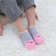 MOMISY Baby Socks, Anti Skid Non Slip Cotton Stretch, 3 Pairs, Toddler Boys Girls (IN, Age, 1 Year, 3 Years, Rabbit)