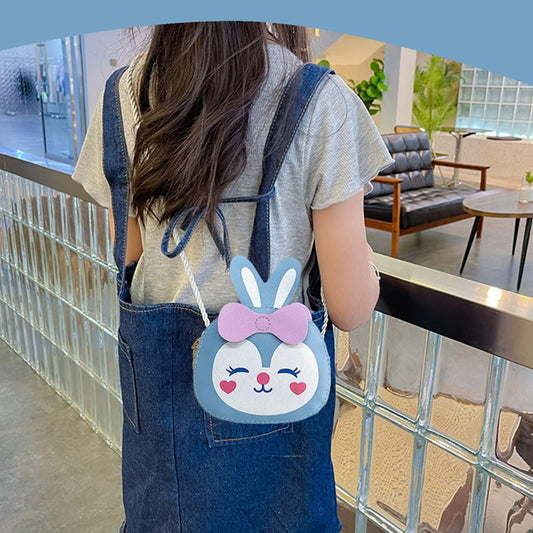 SYGA Children Rabbit & Bow Sling Messenger Bag Coin Bag Cartoon Backpack PU Leather Kitten Handbag for Toddlers Kids (Black)