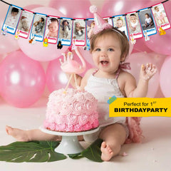 SYGA 1 to 12 Month Rainbow Baby and Couple Banner with Front Side Photo Space & Sweet Memory Writing Space Back Side of Banner(Multicolor)