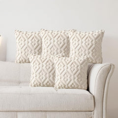 MOMISY Corduroy Cushion Throw Pillow Covers, Diamond, 45 x 45 cm, 18 x 18 inch (5, Beige5)