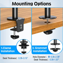 MOUNTUP Dual Monitor Stand, Vertical Mount for 2 Max 32 inch Stack Screen Monitors, Height Adjustable, Swivel, Tilt Monitor Desk Mount with C Clamp Grommet Base, MU3004