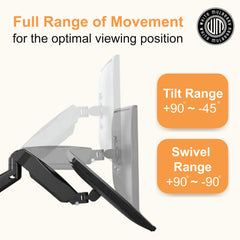 White Mulberry |DIY| Wall Mounted Monitor Stand Mount | Supports 15-32 Inch Screens| 9 Kg Screen Load | VESA 75X75 & 100X100 | Spring Assisted Wall Mounted Monitor Mount | Black - (Single Screen)