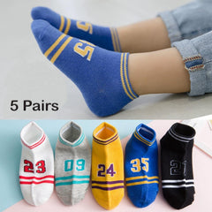MOMISY 5 Pairs Baby kids Girl Boys Toddlers InfantmCotton Stretch Baby Socks (IN, Age, 3 Years, 5 Years, 4StripeNumber)